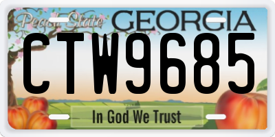 GA license plate CTW9685