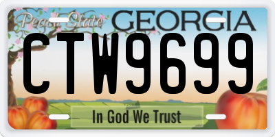 GA license plate CTW9699