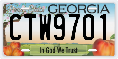 GA license plate CTW9701