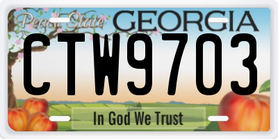 GA license plate CTW9703