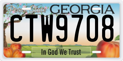 GA license plate CTW9708