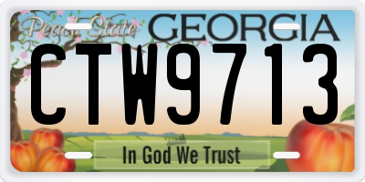 GA license plate CTW9713