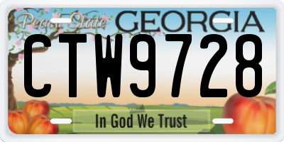 GA license plate CTW9728