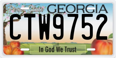 GA license plate CTW9752