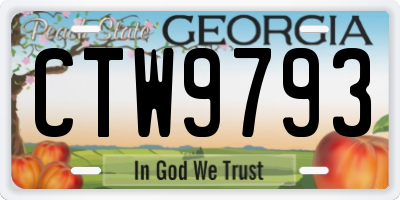 GA license plate CTW9793