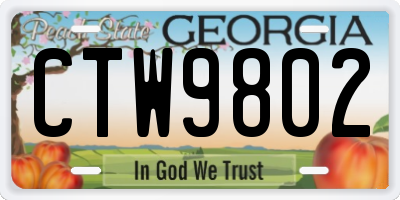 GA license plate CTW9802