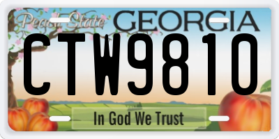 GA license plate CTW9810