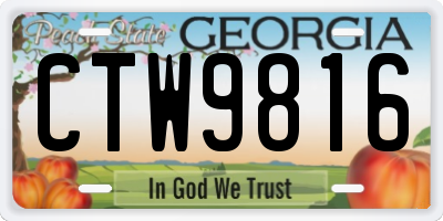 GA license plate CTW9816