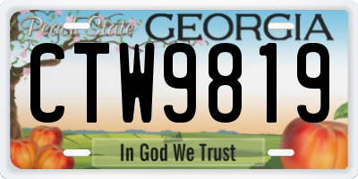GA license plate CTW9819