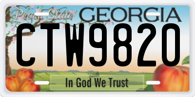GA license plate CTW9820