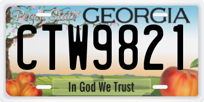 GA license plate CTW9821