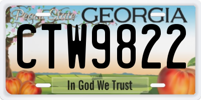 GA license plate CTW9822