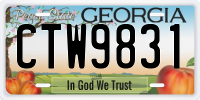GA license plate CTW9831