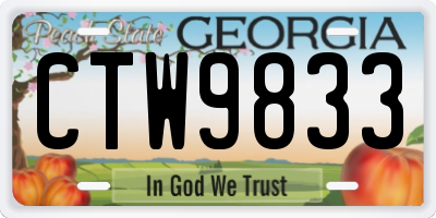 GA license plate CTW9833