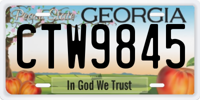 GA license plate CTW9845