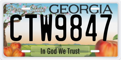 GA license plate CTW9847