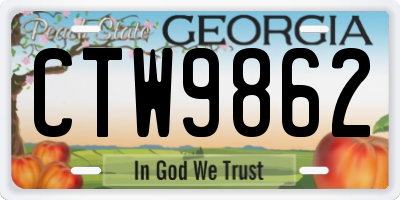GA license plate CTW9862