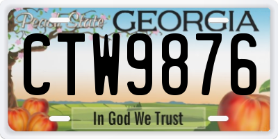 GA license plate CTW9876