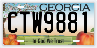 GA license plate CTW9881