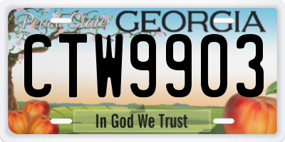 GA license plate CTW9903