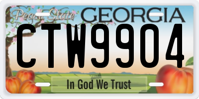 GA license plate CTW9904