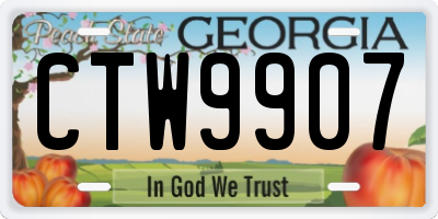 GA license plate CTW9907