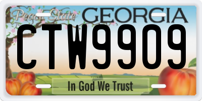 GA license plate CTW9909