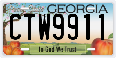 GA license plate CTW9911