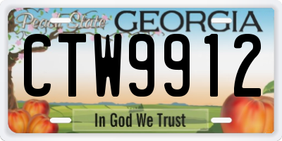 GA license plate CTW9912