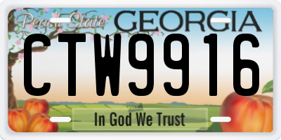 GA license plate CTW9916