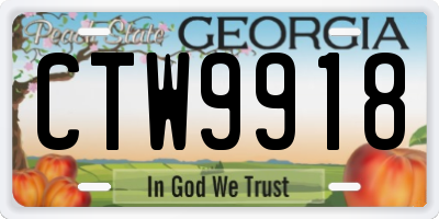 GA license plate CTW9918