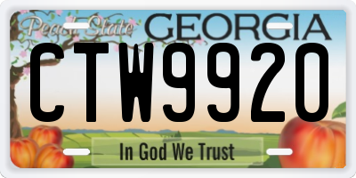 GA license plate CTW9920