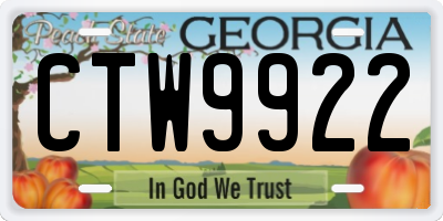 GA license plate CTW9922