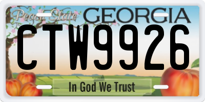 GA license plate CTW9926