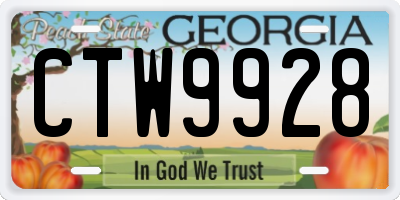 GA license plate CTW9928