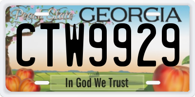 GA license plate CTW9929