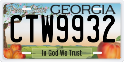 GA license plate CTW9932