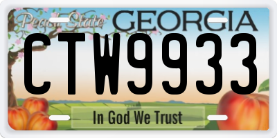 GA license plate CTW9933