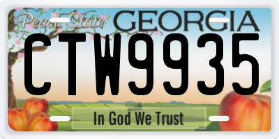 GA license plate CTW9935