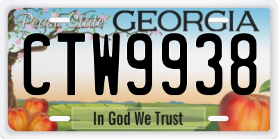 GA license plate CTW9938