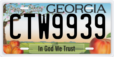GA license plate CTW9939