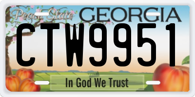 GA license plate CTW9951