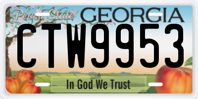 GA license plate CTW9953