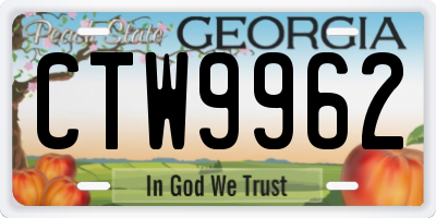 GA license plate CTW9962