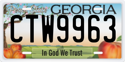GA license plate CTW9963