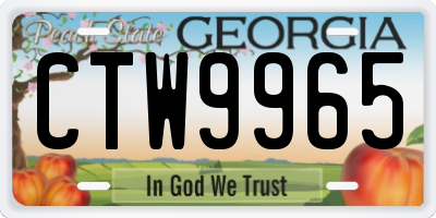 GA license plate CTW9965