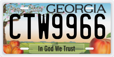 GA license plate CTW9966