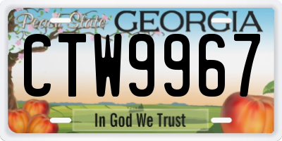 GA license plate CTW9967