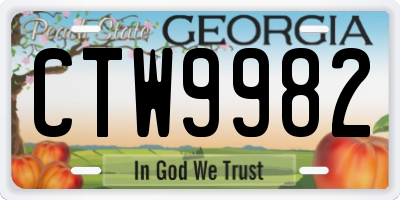 GA license plate CTW9982