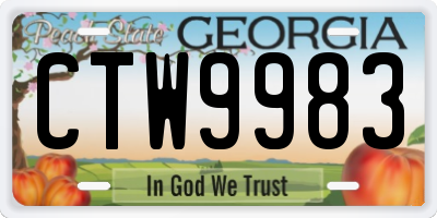 GA license plate CTW9983